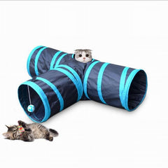 Foldable 3 Holes Pet Cat Tunnel Toy